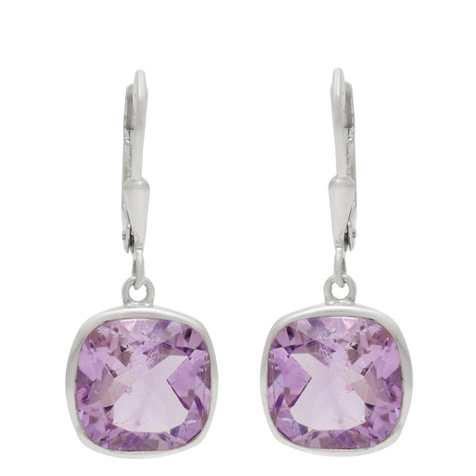 Strieborné Náušnice s Brazílskym Ametystom