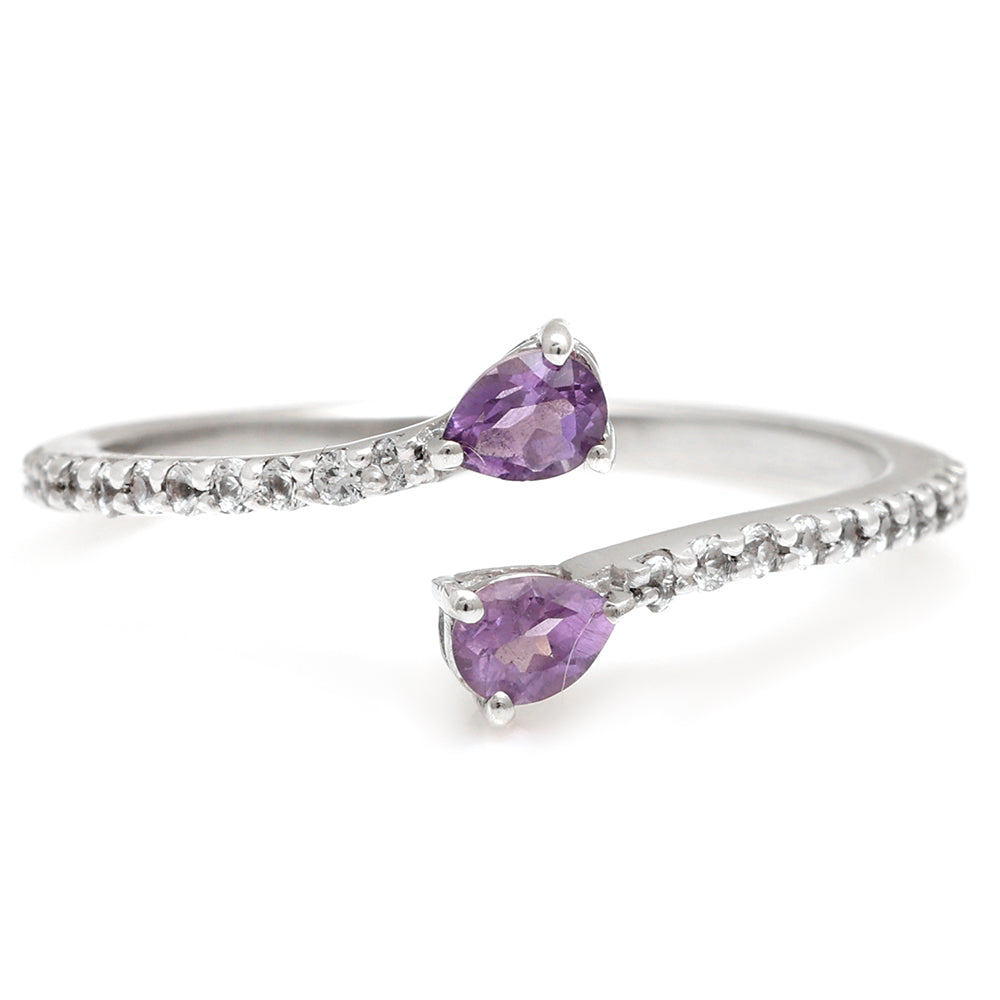 Strieborný Prsteň s Brazílskym Ametystom a Bielym Topásom