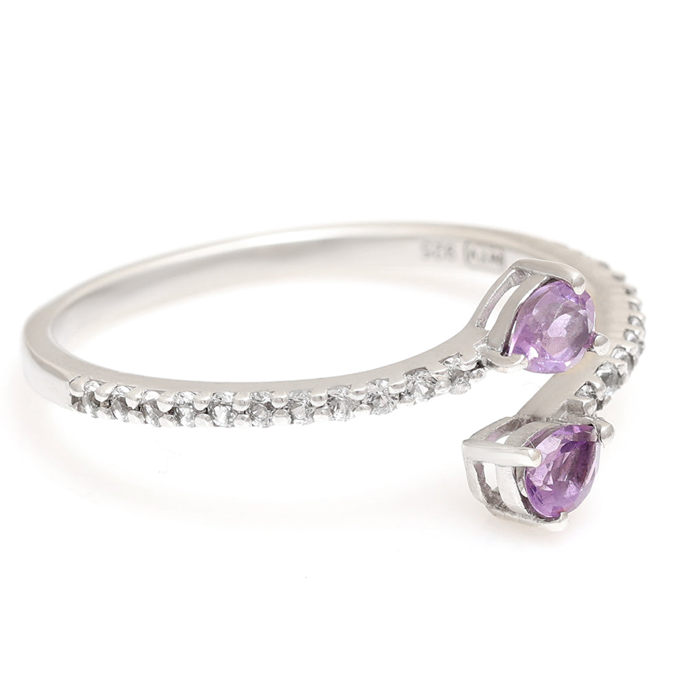 Strieborný Prsteň s Brazílskym Ametystom a Bielym Topásom