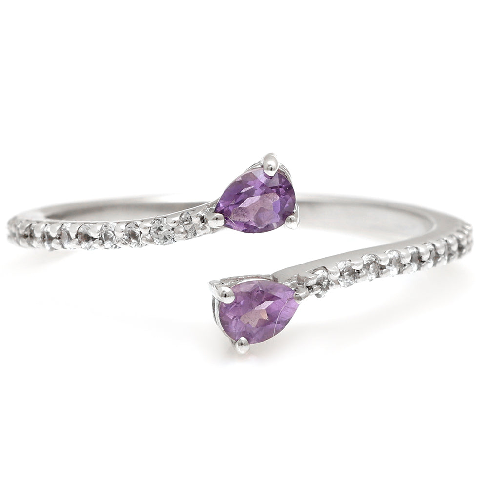 Strieborný Prsteň s Brazílskym Ametystom a Bielym Topásom 1 