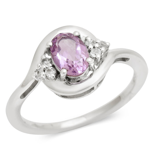 Strieborný Prsteň s Brazílskym Ametystom a Bielym Topásom