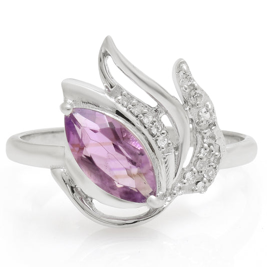 Strieborný Prsteň s Brazílskym Ametystom a Bielym Topásom