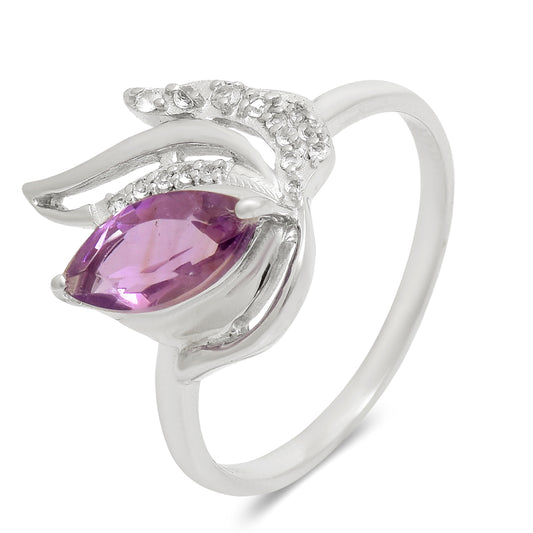Strieborný Prsteň s Brazílskym Ametystom a Bielym Topásom