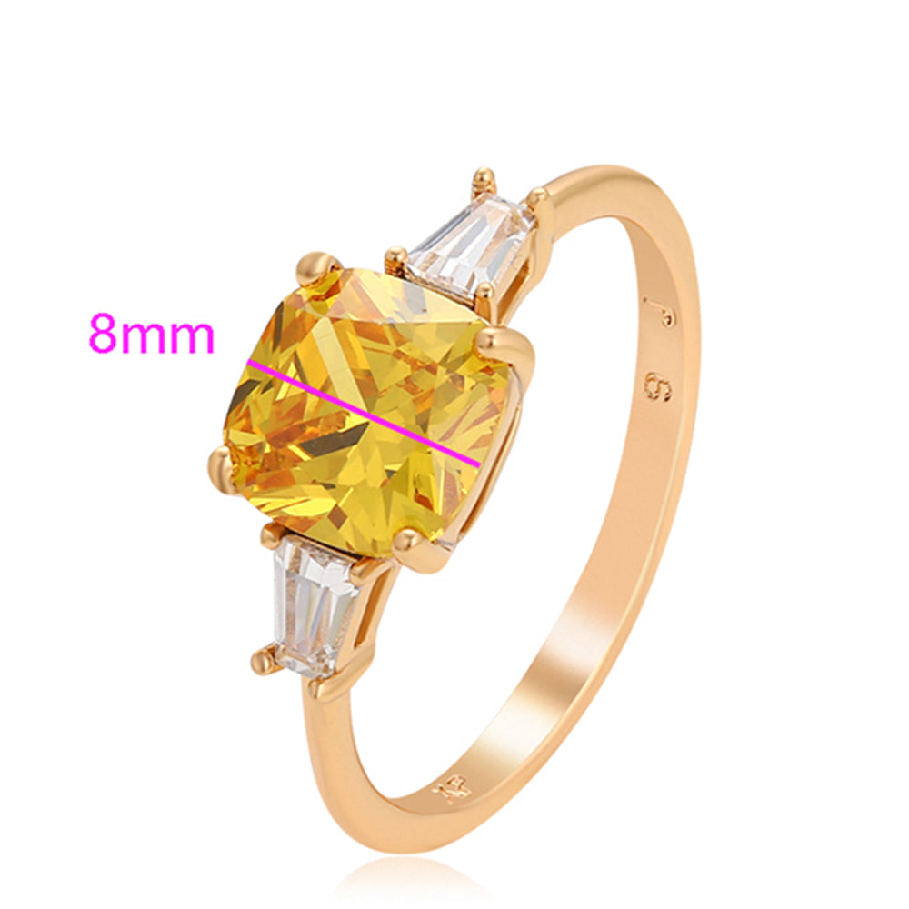 Pozlátený Zliatinový Prsteň s so Žltým Emporia® Krištáľom a Bielym Emporia® Krištáľom 2 