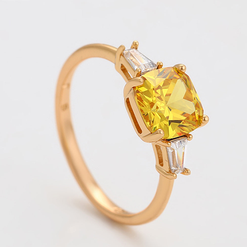 Pozlátený Zliatinový Prsteň s so Žltým Emporia® Krištáľom a Bielym Emporia® Krištáľom 3 
