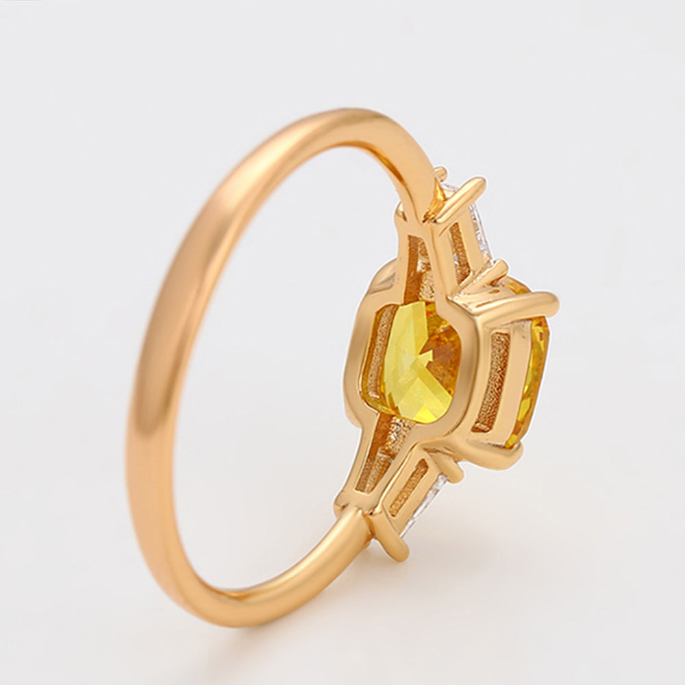 Pozlátený Zliatinový Prsteň s so Žltým Emporia® Krištáľom a Bielym Emporia® Krištáľom