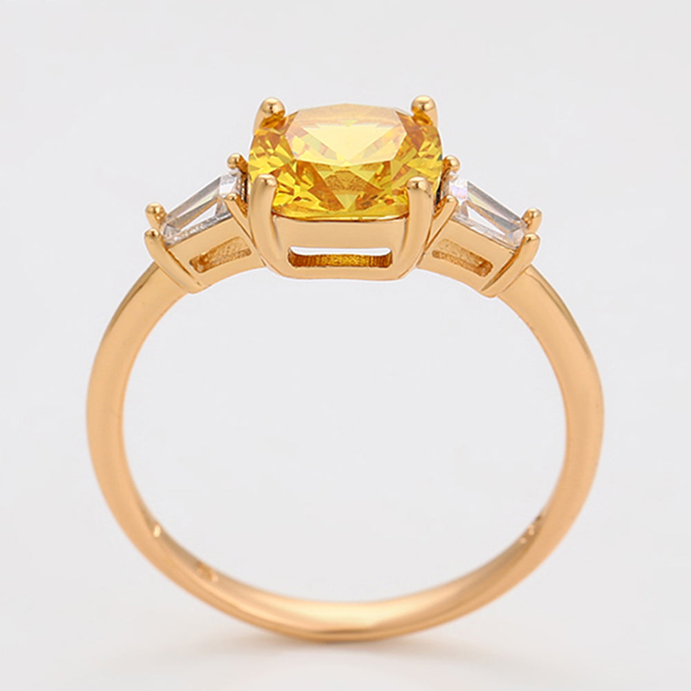 Pozlátený Zliatinový Prsteň s so Žltým Emporia® Krištáľom a Bielym Emporia® Krištáľom 5 