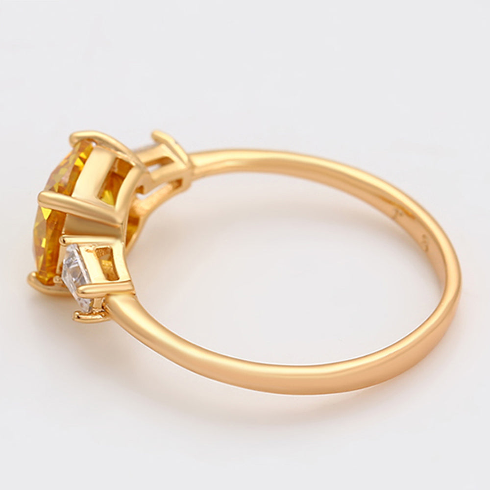 Pozlátený Zliatinový Prsteň s so Žltým Emporia® Krištáľom a Bielym Emporia® Krištáľom 6 