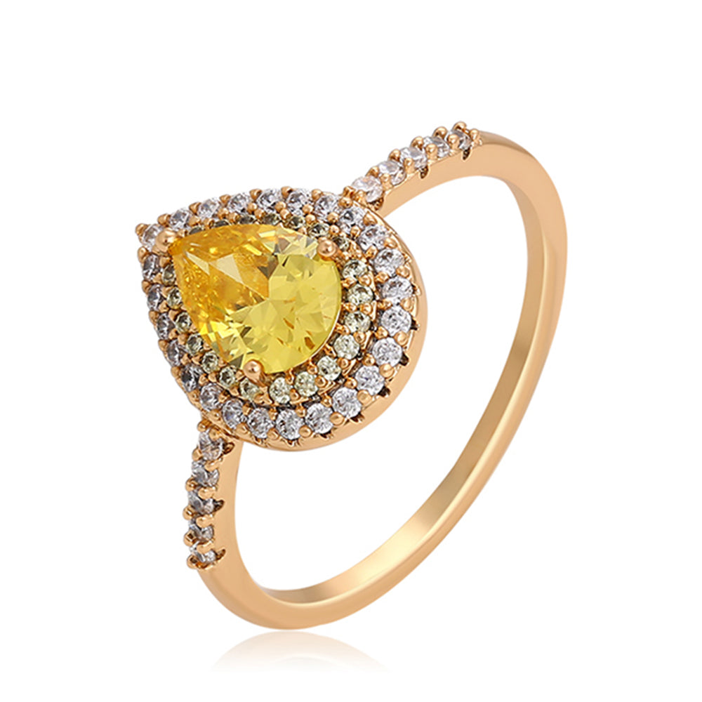 Pozlátený Zliatinový Prsteň s so Žltým Emporia® Krištáľom a Bielym Emporia® Krištáľom 1 
