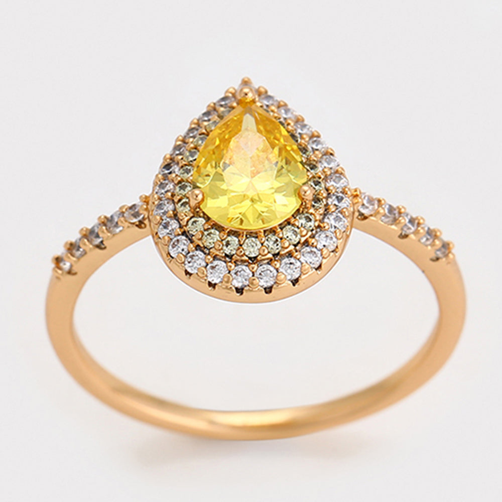 Pozlátený Zliatinový Prsteň s so Žltým Emporia® Krištáľom a Bielym Emporia® Krištáľom