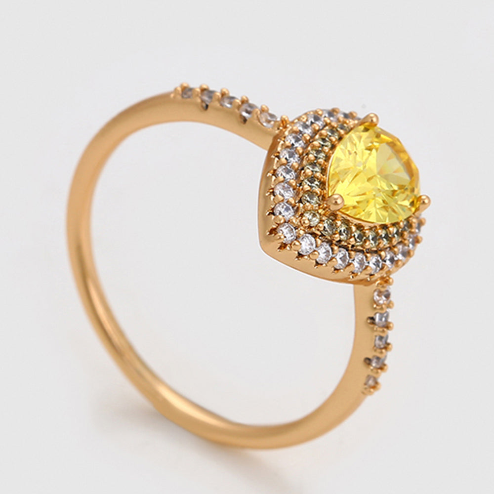 Pozlátený Zliatinový Prsteň s so Žltým Emporia® Krištáľom a Bielym Emporia® Krištáľom 4 
