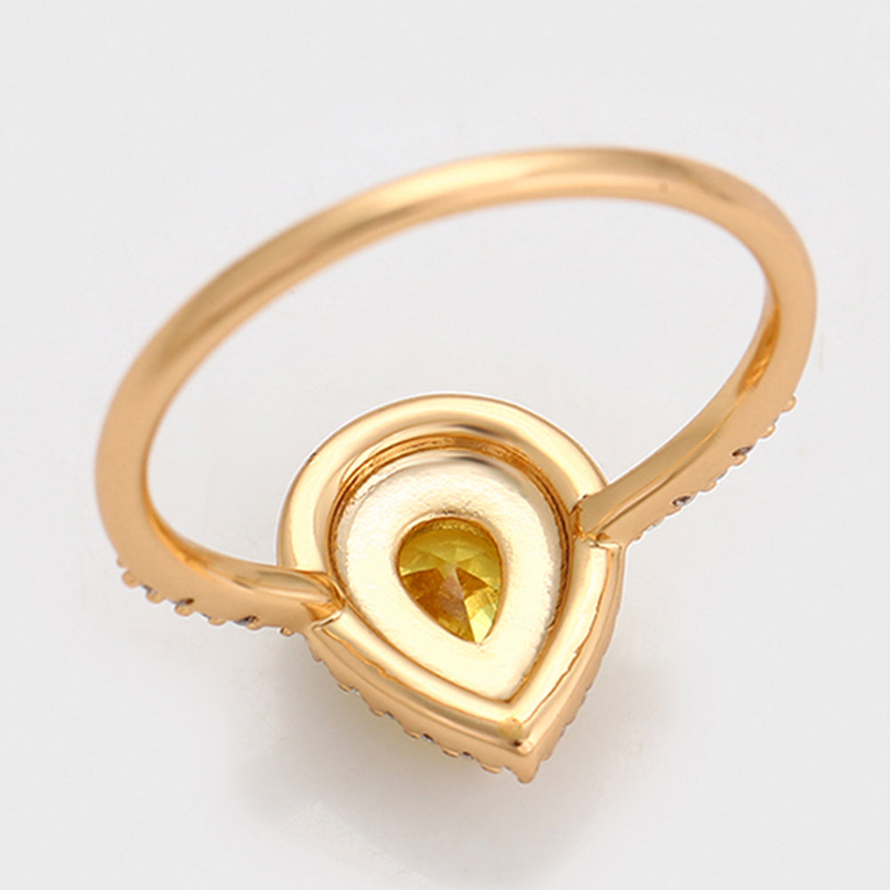 Pozlátený Zliatinový Prsteň s so Žltým Emporia® Krištáľom a Bielym Emporia® Krištáľom