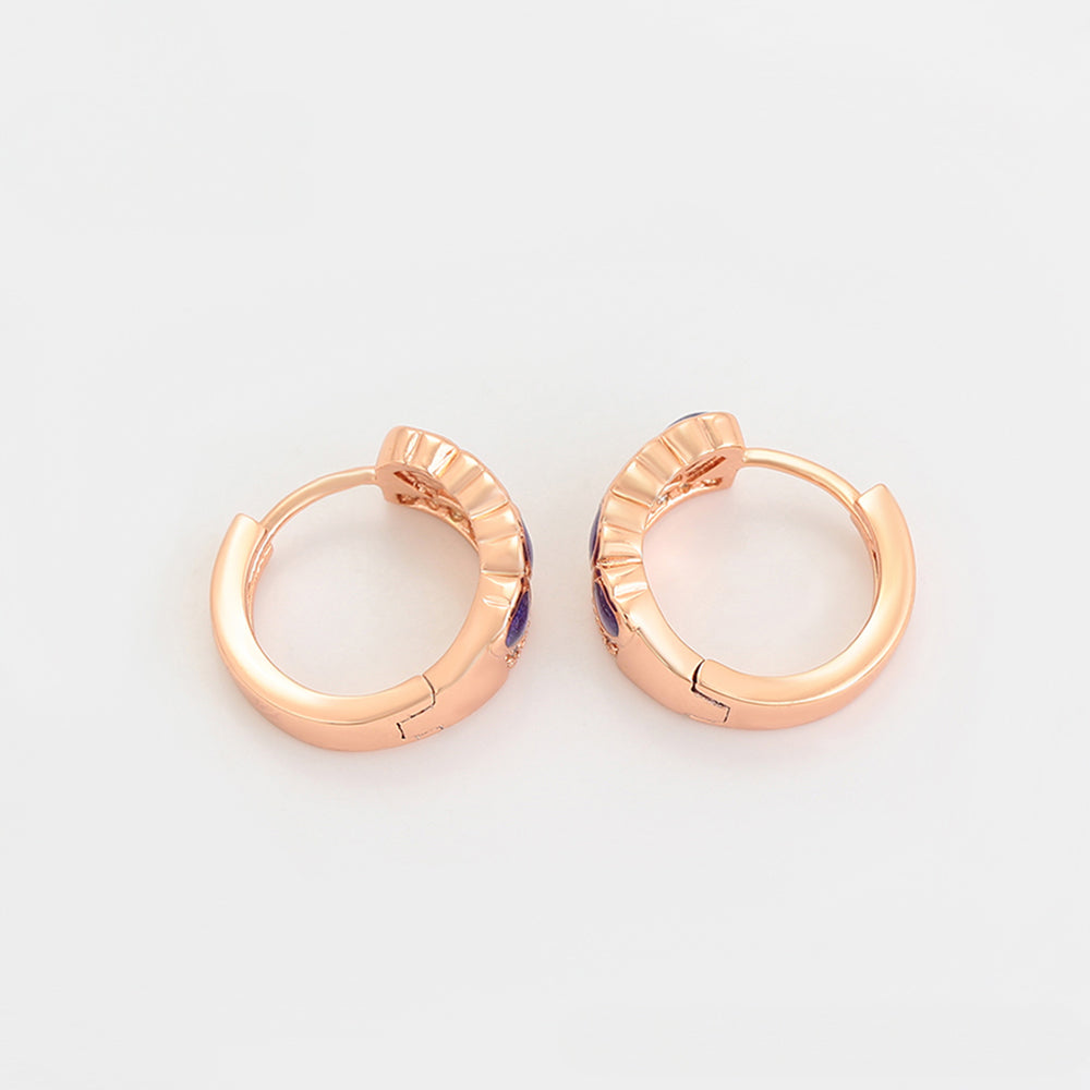 Pozlátené Zliatinové Sada s Fialovým Emporia® Krištáľom ( Náušnice+Prsteň ) 5 