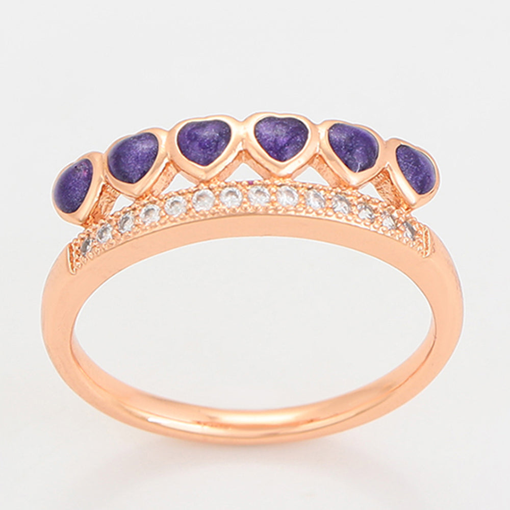 Pozlátené Zliatinové Sada s Fialovým Emporia® Krištáľom ( Náušnice+Prsteň ) 7 