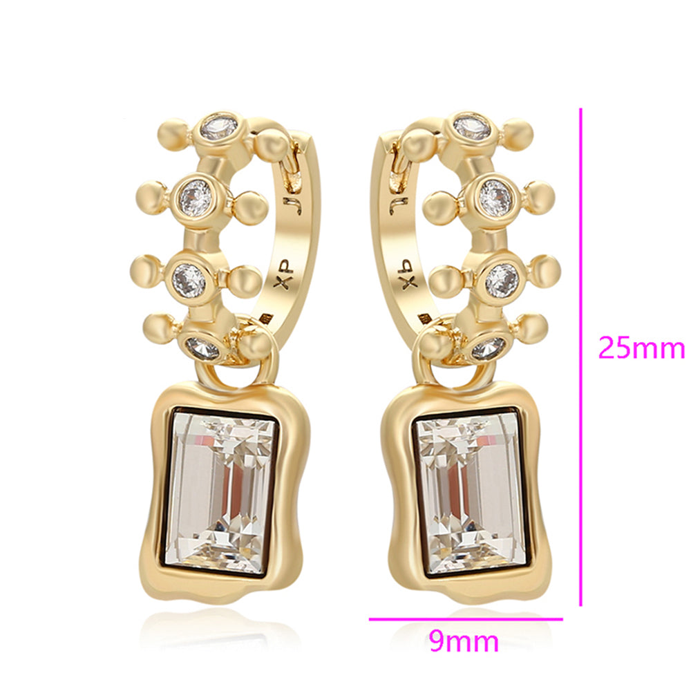 Pozlátené Zliatinové Náušnice s Bielym Emporia® Krištáľom