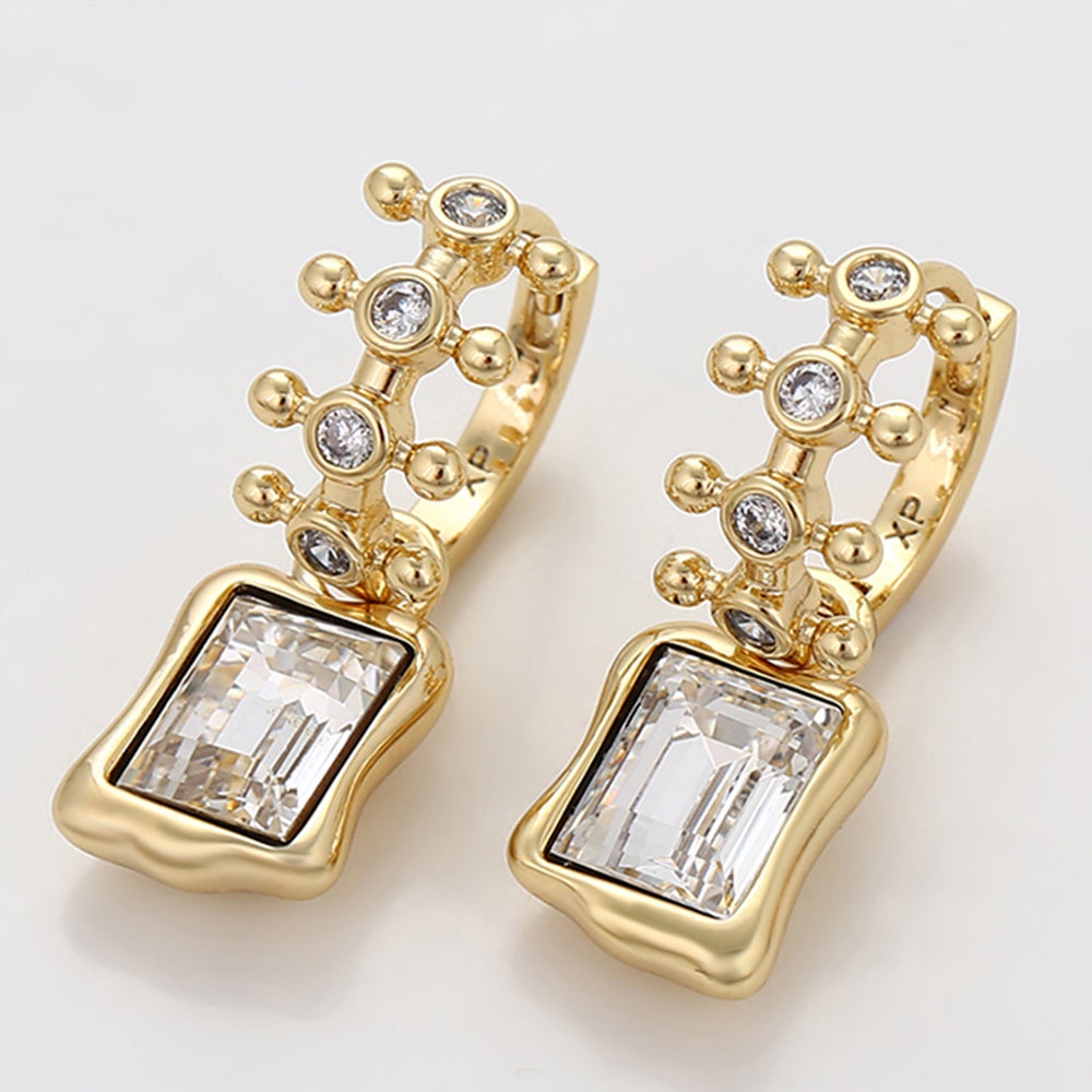 Pozlátené Zliatinové Náušnice s Bielym Emporia® Krištáľom
