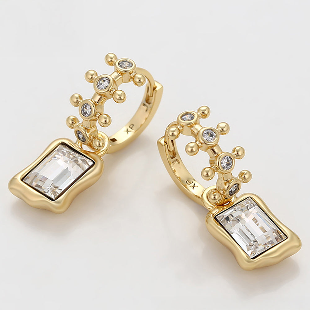 Pozlátené Zliatinové Náušnice s Bielym Emporia® Krištáľom 4 