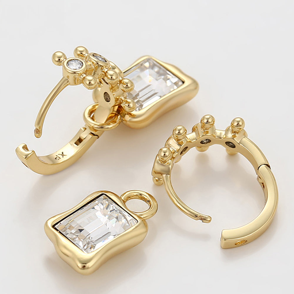 Pozlátené Zliatinové Náušnice s Bielym Emporia® Krištáľom