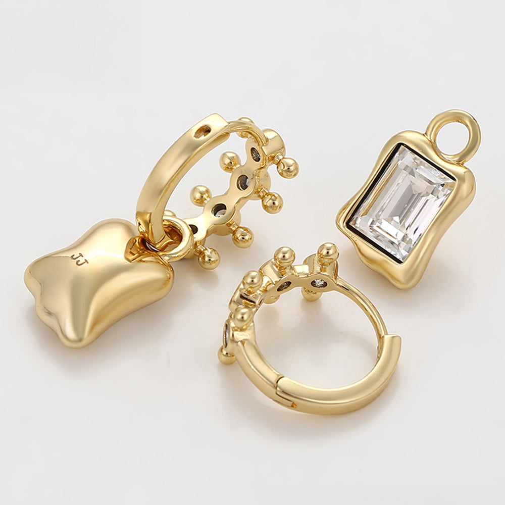 Pozlátené Zliatinové Náušnice s Bielym Emporia® Krištáľom