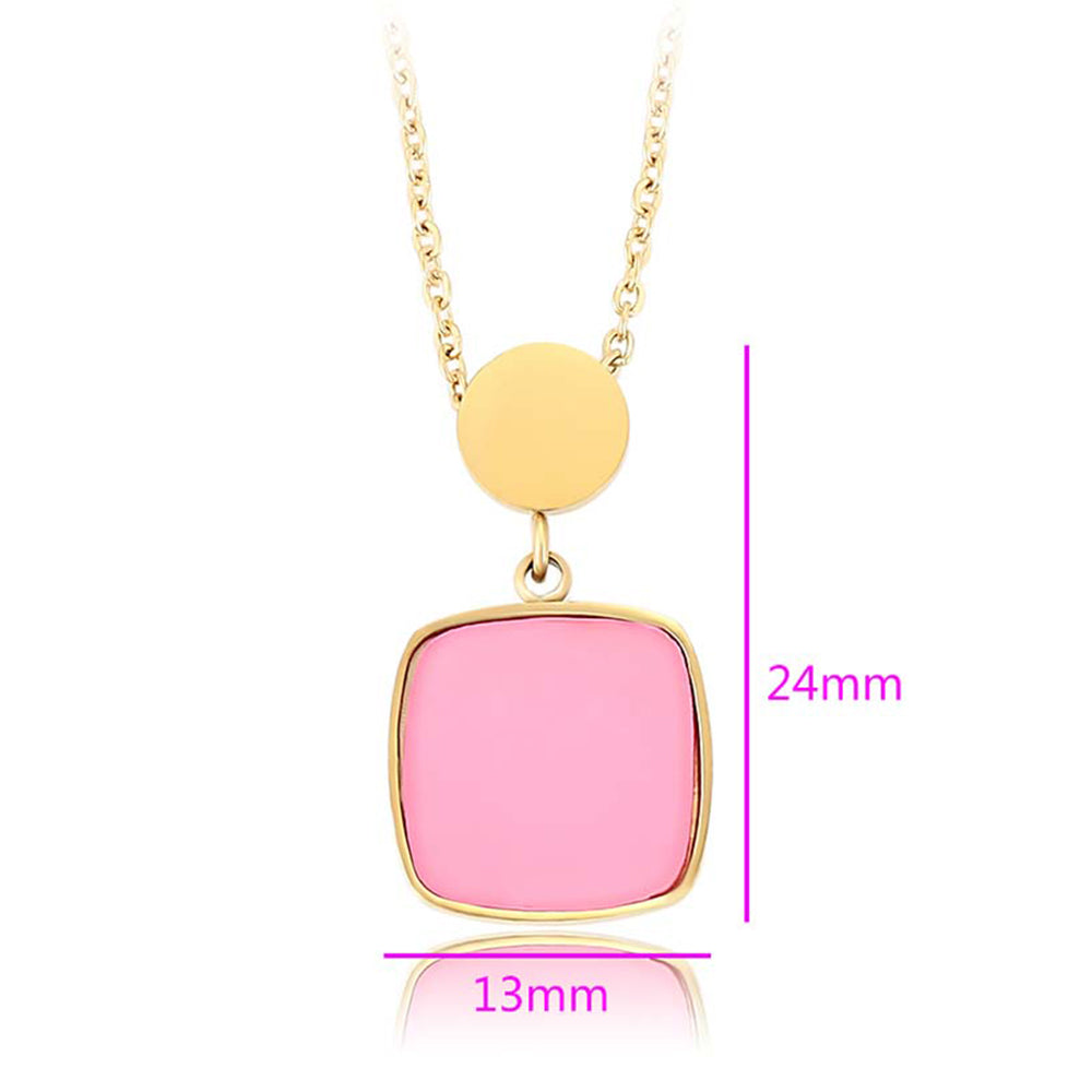 Pozlátený Zliatinový Náhrdelník s Ružovým Emporia® Krištáľom 2 