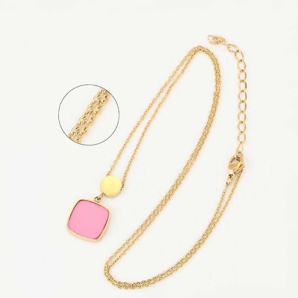 Pozlátený Zliatinový Náhrdelník s Ružovým Emporia® Krištáľom 5 