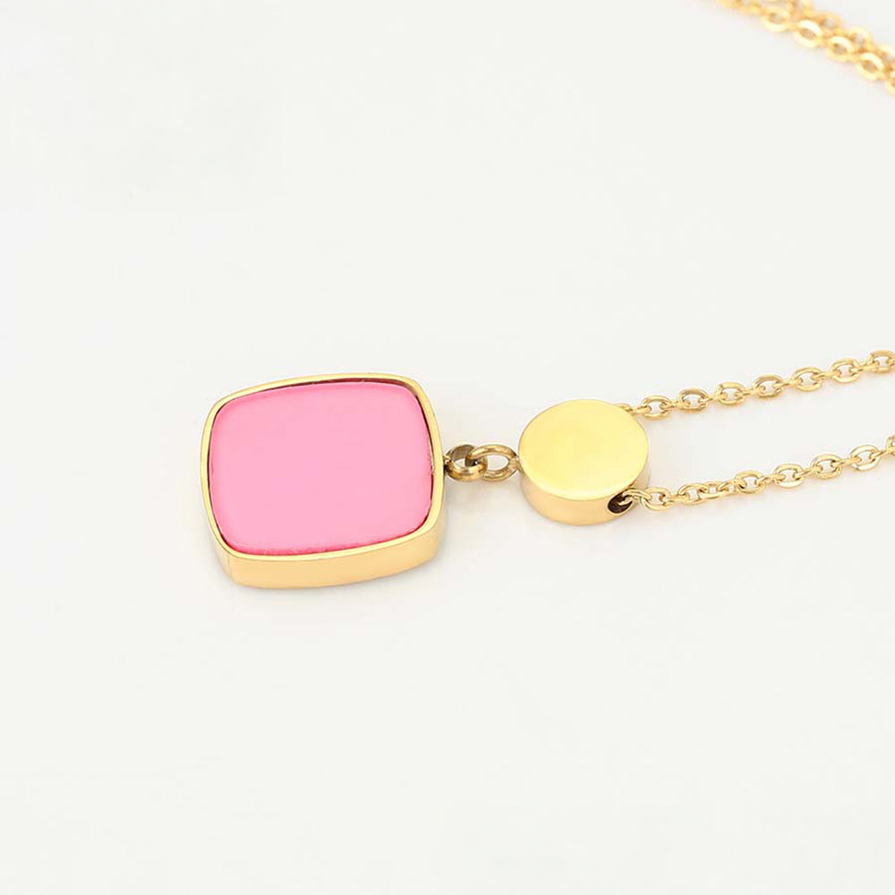 Pozlátený Zliatinový Náhrdelník s Ružovým Emporia® Krištáľom 6 