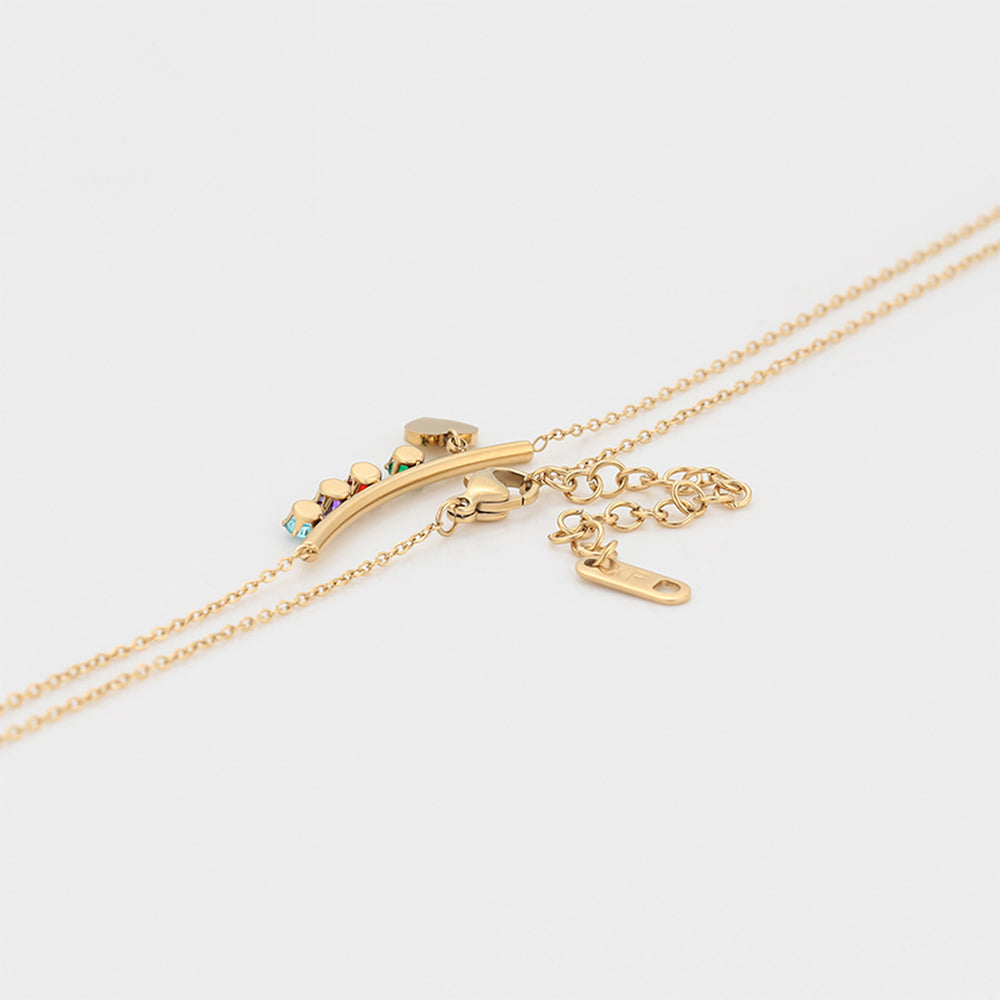 Pozlátený Zliatinový Náhrdelník s Červeným Emporia® Krištáľom a so Zeleným Emporia® Krištáľom 7 