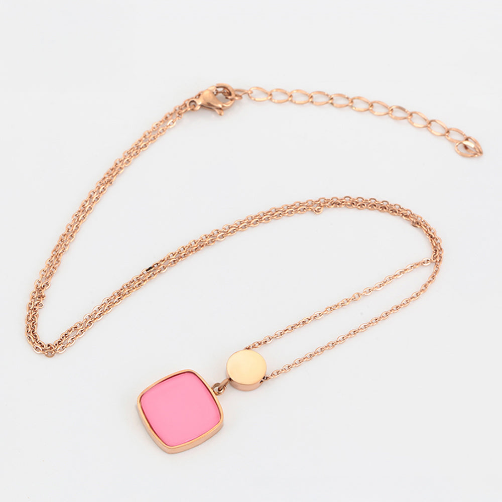 Pozlátený Zliatinový Náhrdelník s Ružovým Emporia® Krištáľom 3 