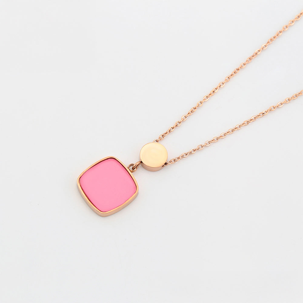 Pozlátený Zliatinový Náhrdelník s Ružovým Emporia® Krištáľom