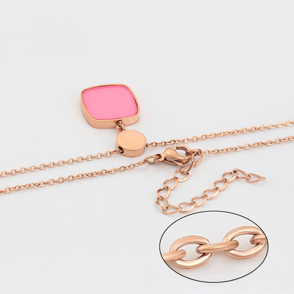 Pozlátený Zliatinový Náhrdelník s Ružovým Emporia® Krištáľom 6 