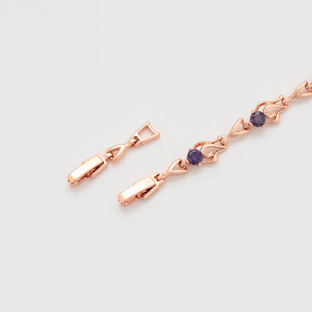 Pozlátený Zliatinový Náramok s Fialovým Emporia® Krištáľom