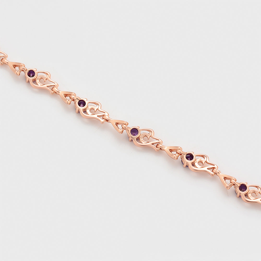Pozlátený Zliatinový Náramok s Fialovým Emporia® Krištáľom 6 