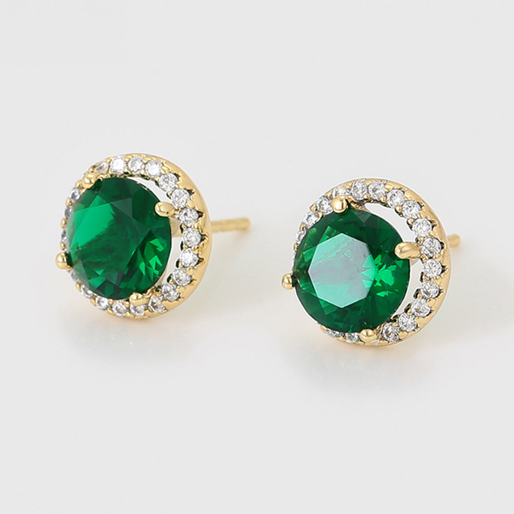 Pozlátené Zliatinové Náušnice s so Zeleným Emporia® Krištáľom a Bielym Emporia® Krištáľom 7 