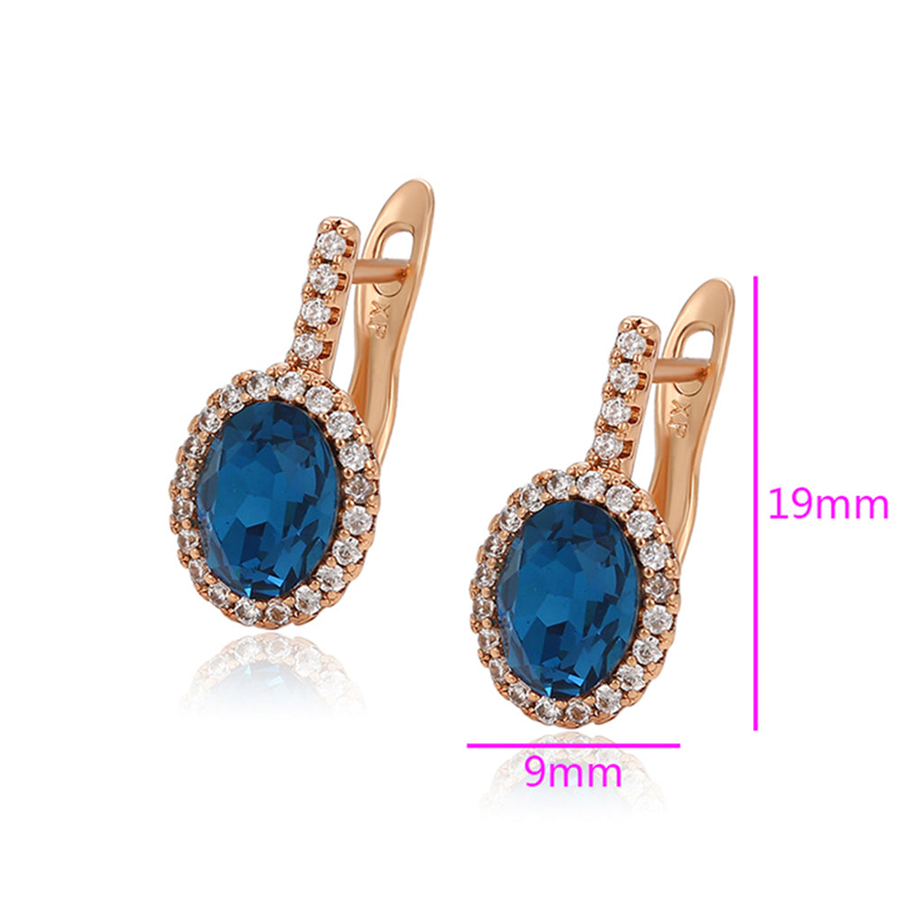 Pozlátené Zliatinové Náušnice s Modrým Emporia® Krištáľom a Bielym Emporia® Krištáľom 2 