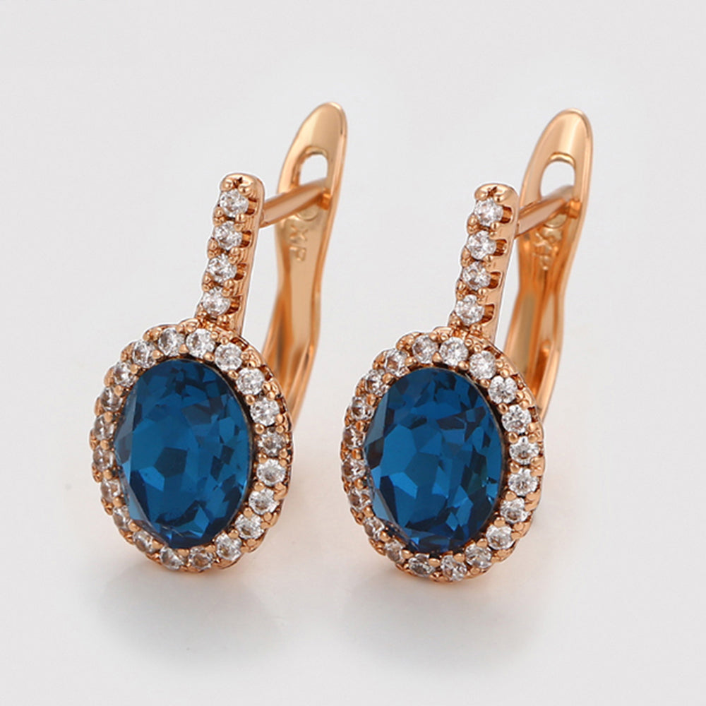 Pozlátené Zliatinové Náušnice s Modrým Emporia® Krištáľom a Bielym Emporia® Krištáľom