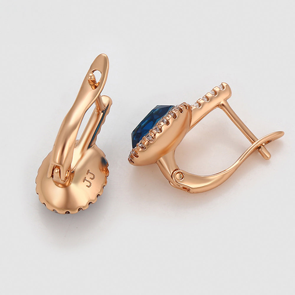 Pozlátené Zliatinové Náušnice s Modrým Emporia® Krištáľom a Bielym Emporia® Krištáľom