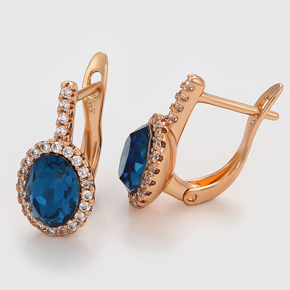 Pozlátené Zliatinové Náušnice s Modrým Emporia® Krištáľom a Bielym Emporia® Krištáľom