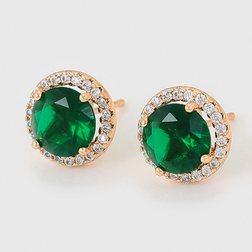 Pozlátené Zliatinové Náušnice s so Zeleným Emporia® Krištáľom a Bielym Emporia® Krištáľom 4 