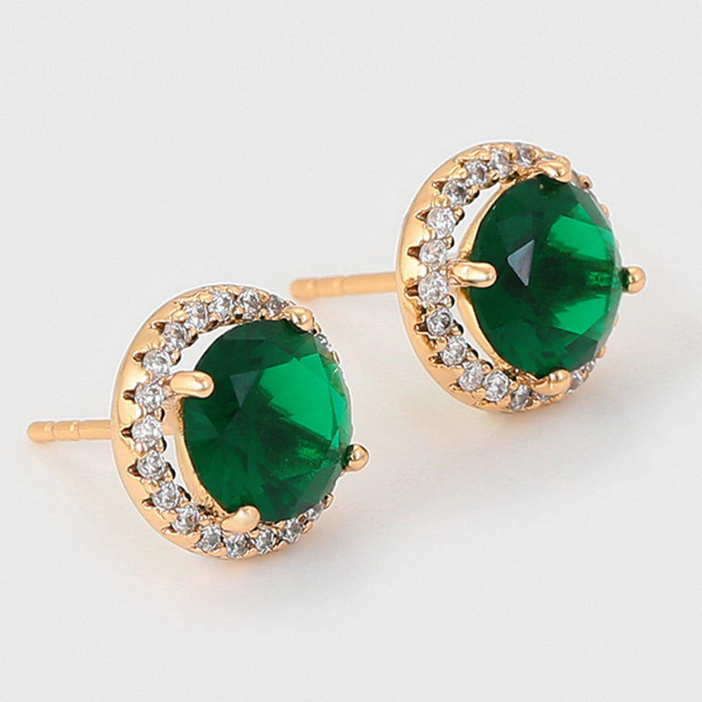 Pozlátené Zliatinové Náušnice s so Zeleným Emporia® Krištáľom a Bielym Emporia® Krištáľom 5 