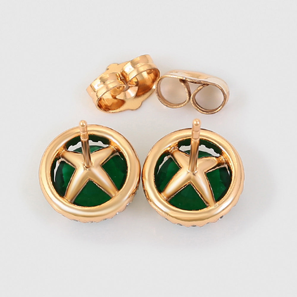 Pozlátené Zliatinové Náušnice s so Zeleným Emporia® Krištáľom a Bielym Emporia® Krištáľom
