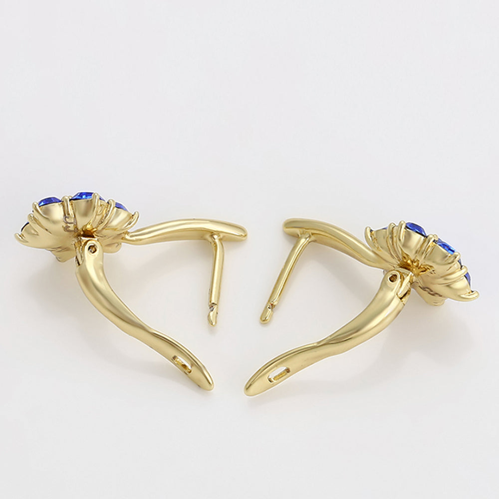 Pozlátené Zliatinové Náušnice s Modrým Emporia® Krištáľom