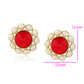 Pozlátené Zliatinové Náušnice s Sklenená perla a Červeným Emporia® Krištáľom
