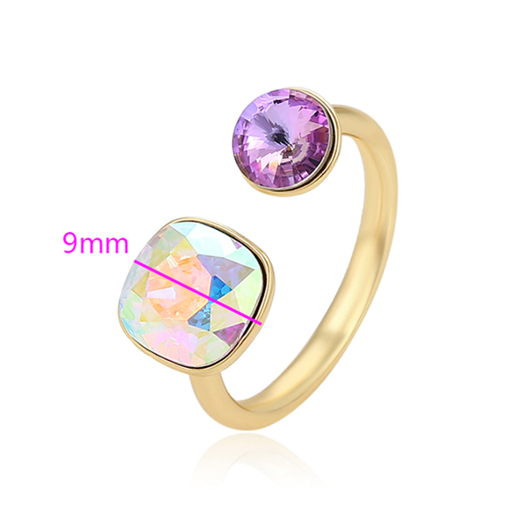 Pozlátený Zliatinový Prsteň s Fialovým Emporia® Krištáľom a Bielym Emporia® Krištáľom