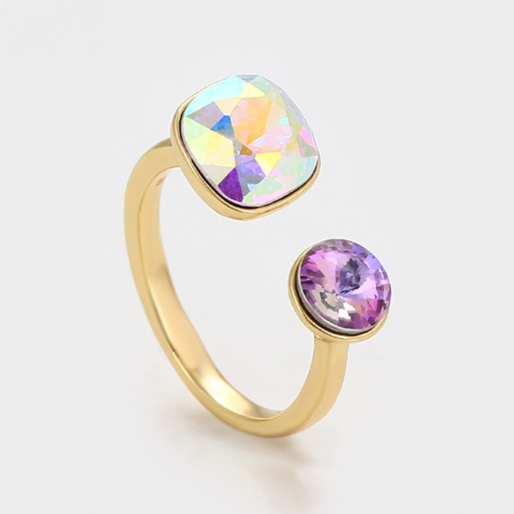 Pozlátený Zliatinový Prsteň s Fialovým Emporia® Krištáľom a Bielym Emporia® Krištáľom 3 