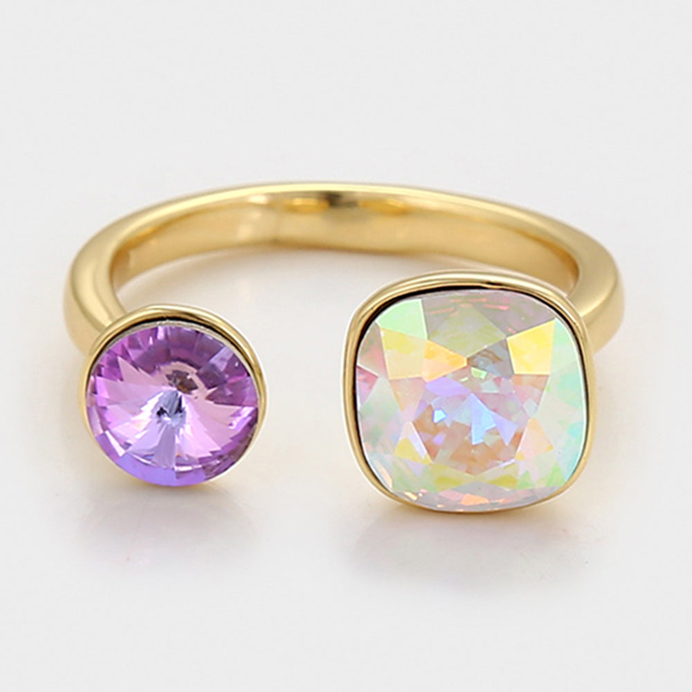 Pozlátený Zliatinový Prsteň s Fialovým Emporia® Krištáľom a Bielym Emporia® Krištáľom 6 