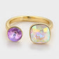 Pozlátený Zliatinový Prsteň s Fialovým Emporia® Krištáľom a Bielym Emporia® Krištáľom