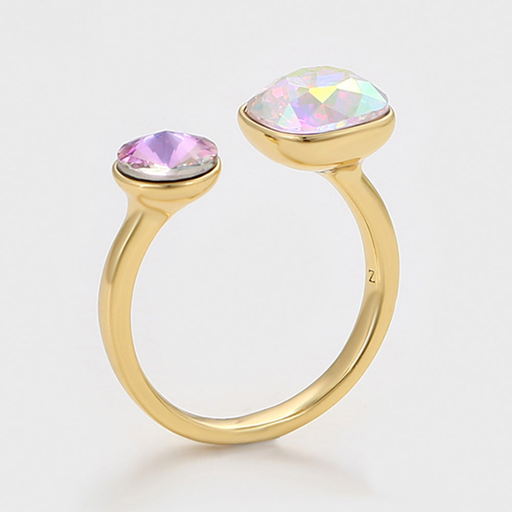 Pozlátený Zliatinový Prsteň s Fialovým Emporia® Krištáľom a Bielym Emporia® Krištáľom