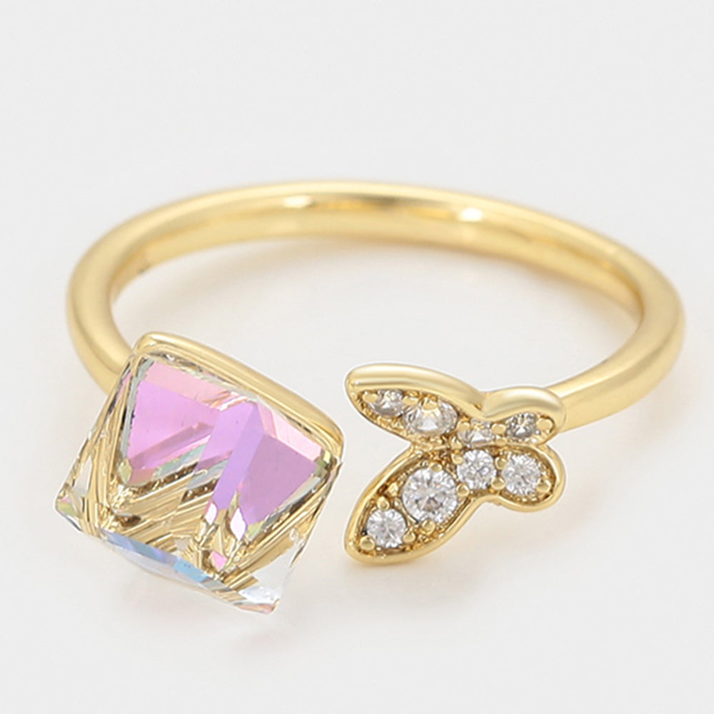 Pozlátený Zliatinový Prsteň s Bielym Emporia® Krištáľom