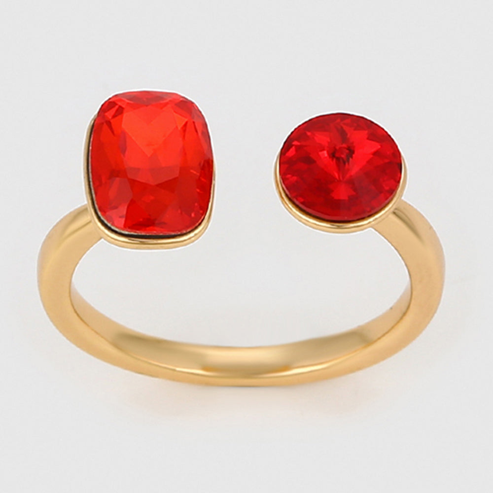 Pozlátený Zliatinový Prsteň s Červeným Emporia® Krištáľom 3 
