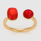 Pozlátený Zliatinový Prsteň s Červeným Emporia® Krištáľom